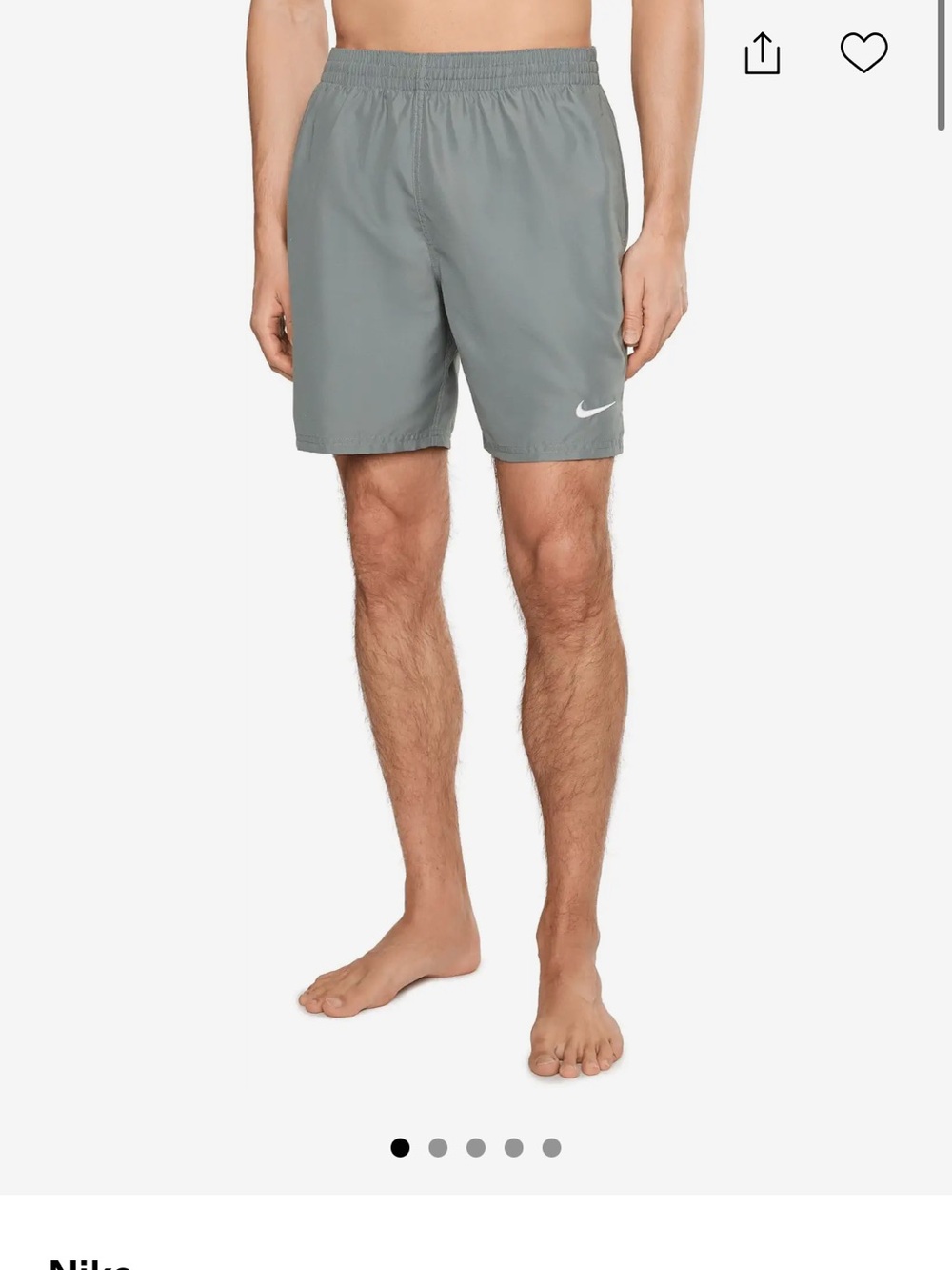 Nike Men's Gray Swim Trunks with White Swoosh